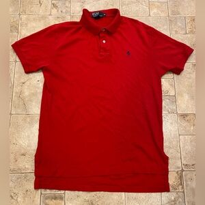 VTG Polo Ralph Lauren Men's Cotton Polo Shirt Red Blue Pony Size M